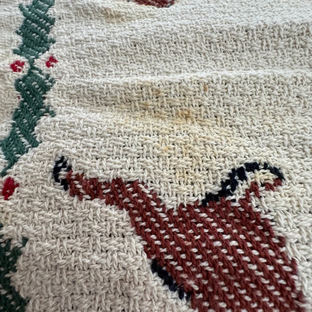Manual Woodworkers Weavers Leaping Deer Christmas Woven Throw Blanket Cotton USA